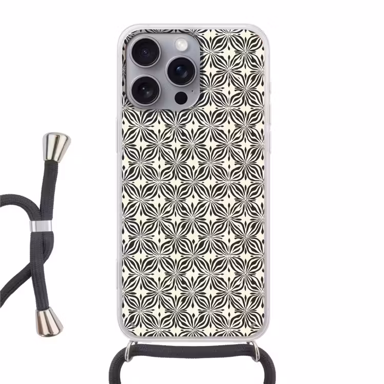 Telefoonhoesje met koord - Grafisch - Patroon - Zwart — 1