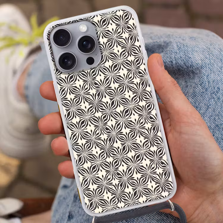 Telefoonhoesje met koord - Grafisch - Patroon - Zwart — 2
