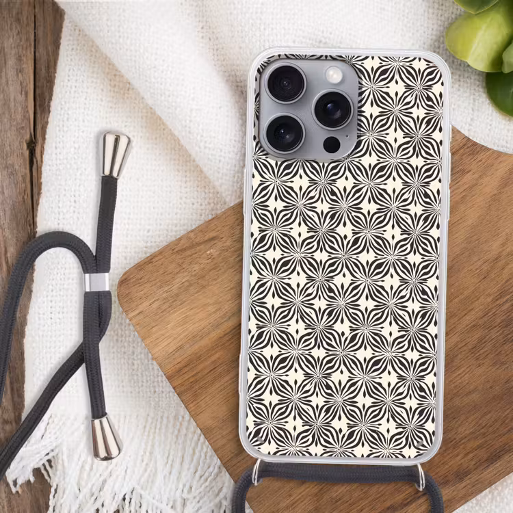 Telefoonhoesje met koord - Grafisch - Patroon - Zwart — 3