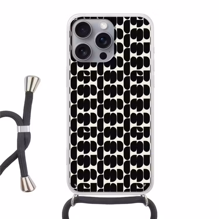 Telefoonhoesje met koord - Modern - Patroon - Zwart — 1