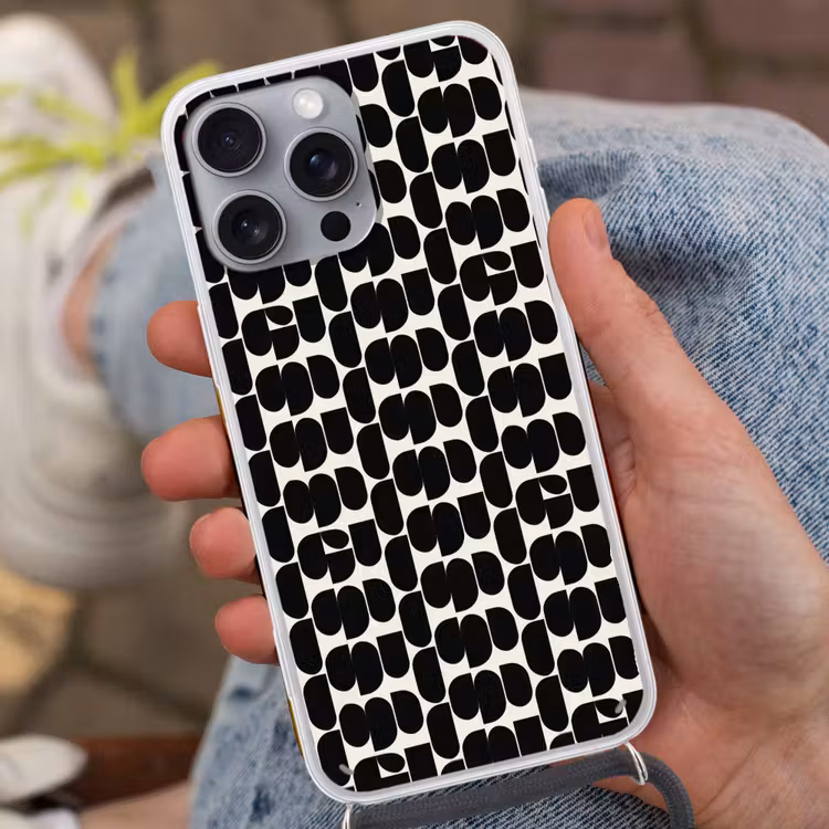 Telefoonhoesje met koord - Modern - Patroon - Zwart — 2