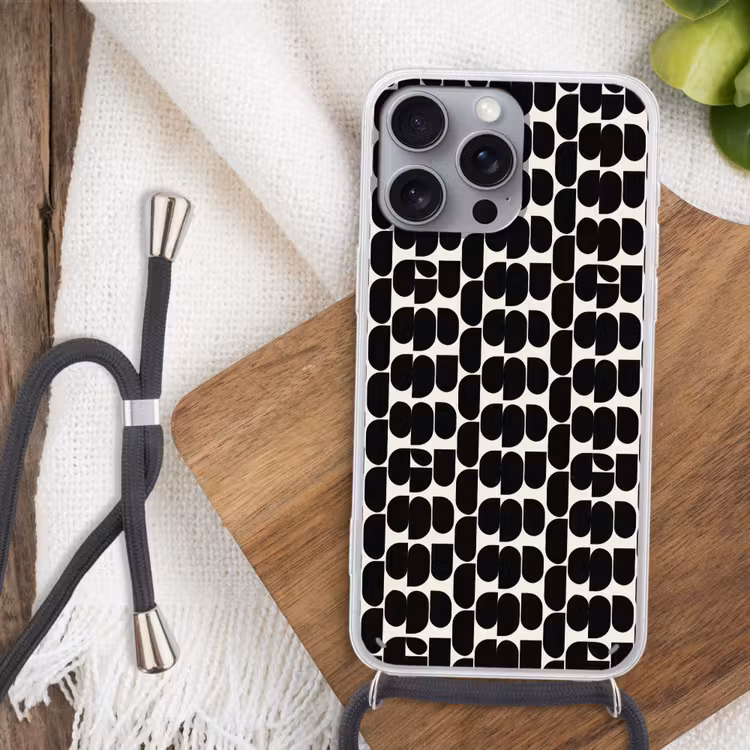 Telefoonhoesje met koord - Modern - Patroon - Zwart — 3