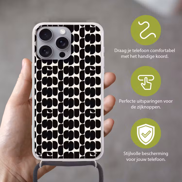 Telefoonhoesje met koord - Modern - Patroon - Zwart — 4