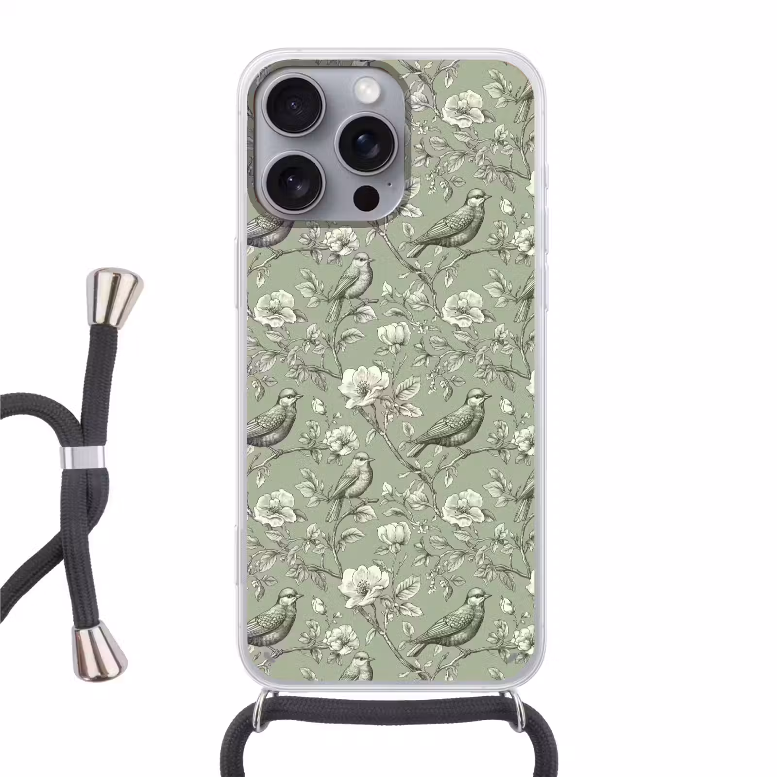 Telefoonhoesje met koord - Klassiek - Botanisch - Groen — 1