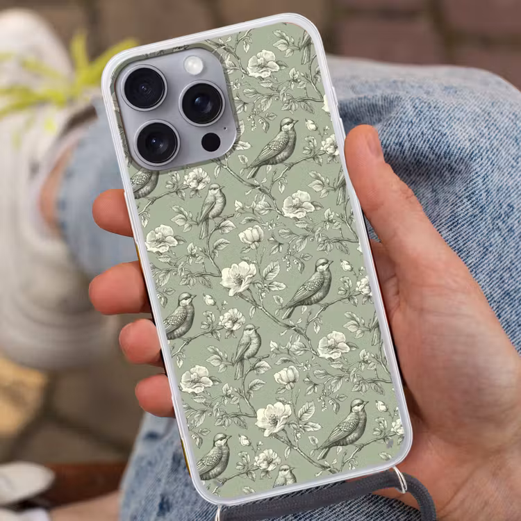 Telefoonhoesje met koord - Klassiek - Botanisch - Groen — 2