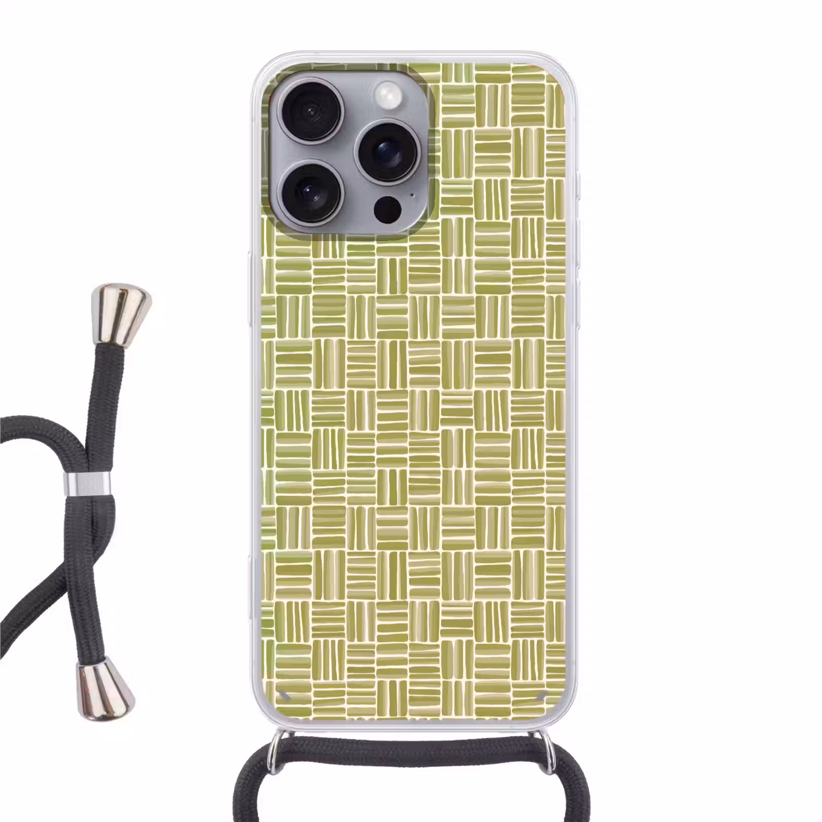Telefoonhoesje met koord - Vlecht - Patroon - Groen — 1