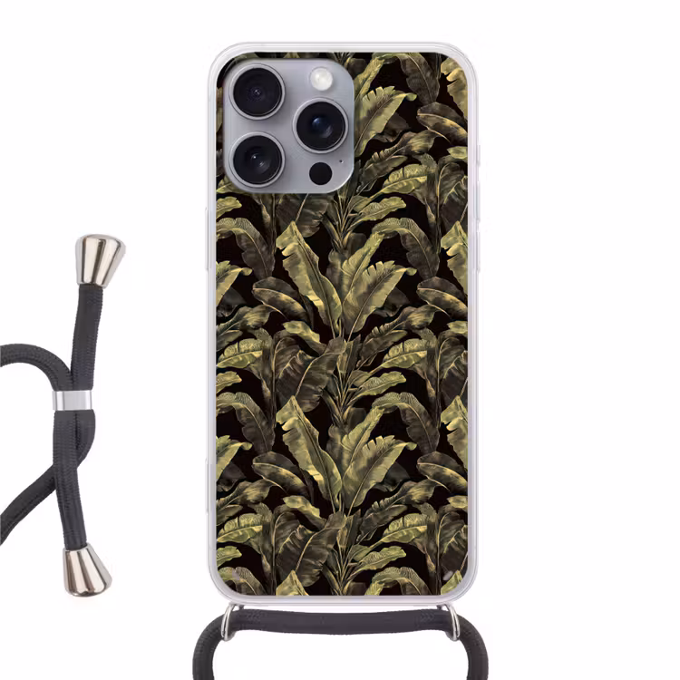 Telefoonhoesje met koord - Botanisch - Bladeren - Groen
