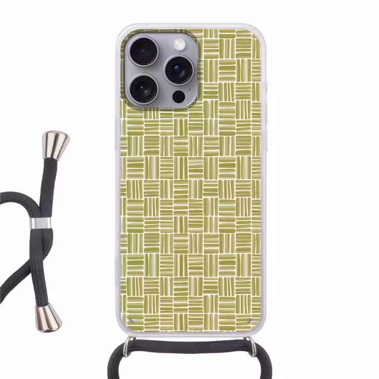 Telefoonhoesje met koord - Vlecht - Patroon - Groen — 1