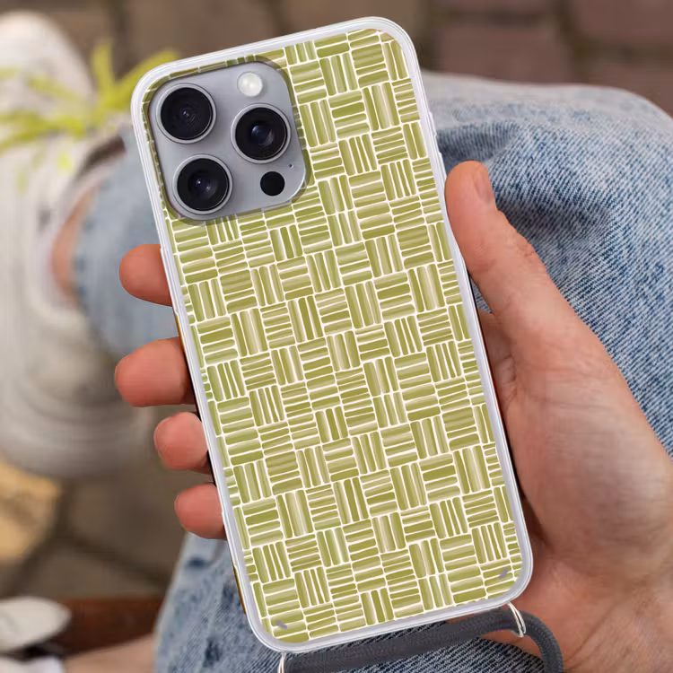 Telefoonhoesje met koord - Vlecht - Patroon - Groen — 2