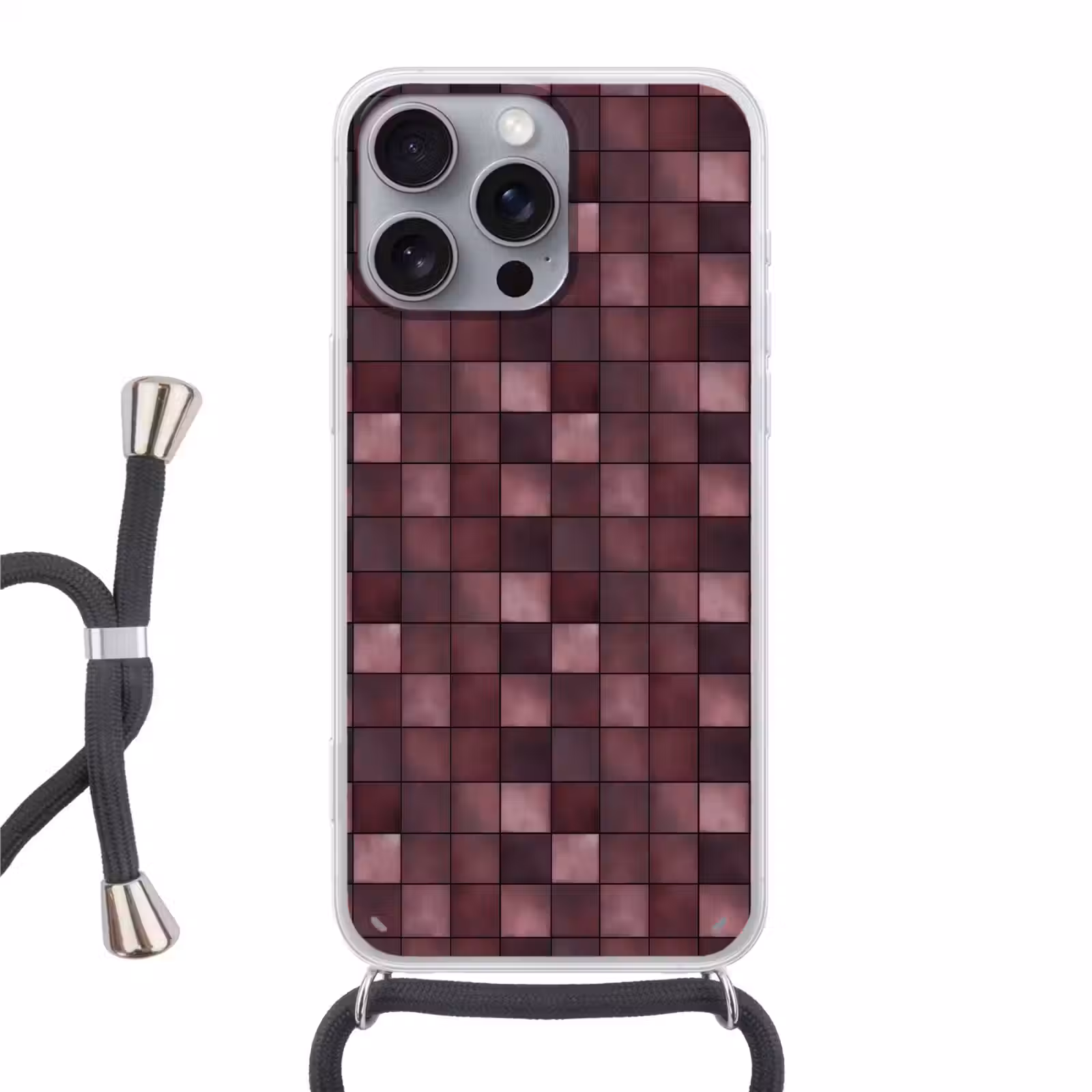 Telefoonhoesje met koord - Tegel - Patroon - Paars — 1