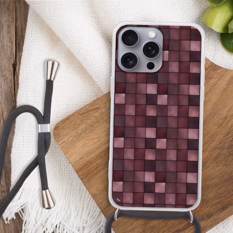 Telefoonhoesje met koord - Tegel - Patroon - Paars — 3