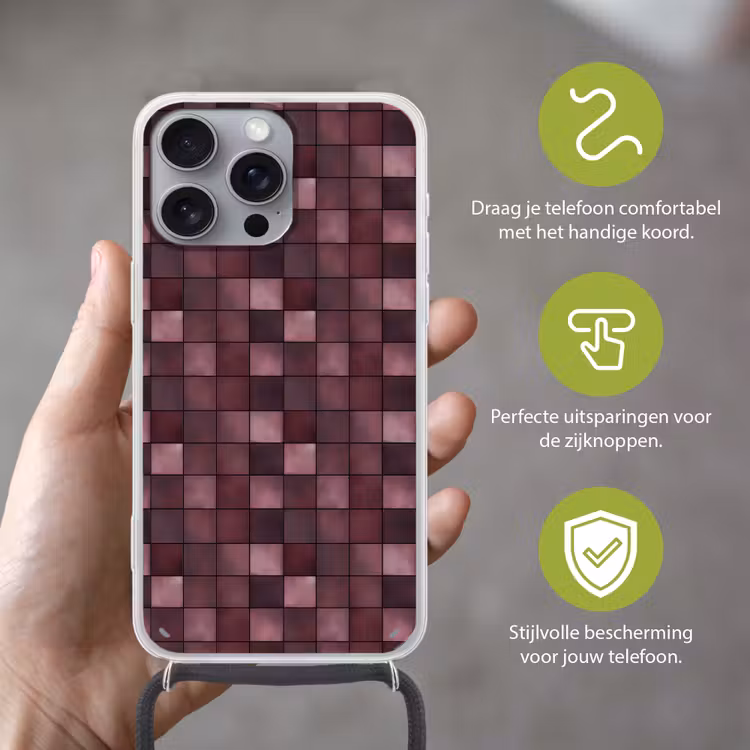 Telefoonhoesje met koord - Tegel - Patroon - Paars — 4