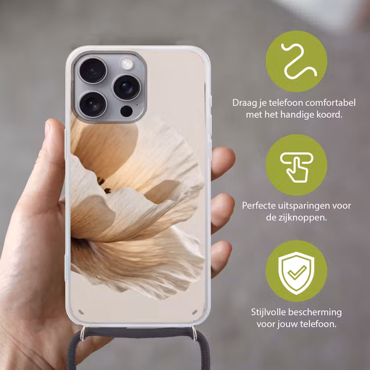 Telefoonhoesje met koord - Bloem - Beige - Crème — 4