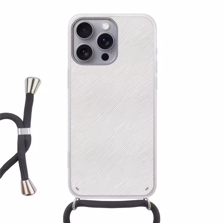 Telefoonhoesje met koord - Golven - Ribbels - Wit