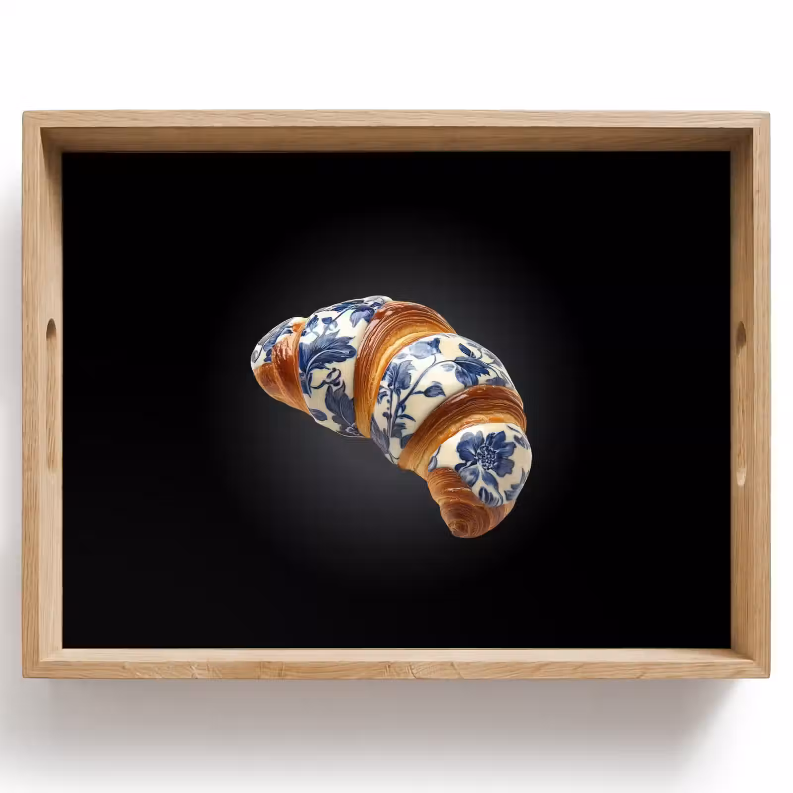 Dienblad - Croissant - Bloemenpatroon - Delftsblauw — 1