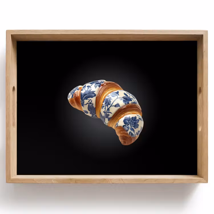 Dienblad - Croissant - Bloemenpatroon - Delftsblauw