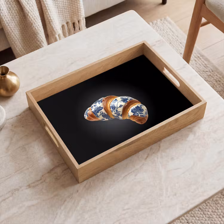 Dienblad - Croissant - Bloemenpatroon - Delftsblauw — 2