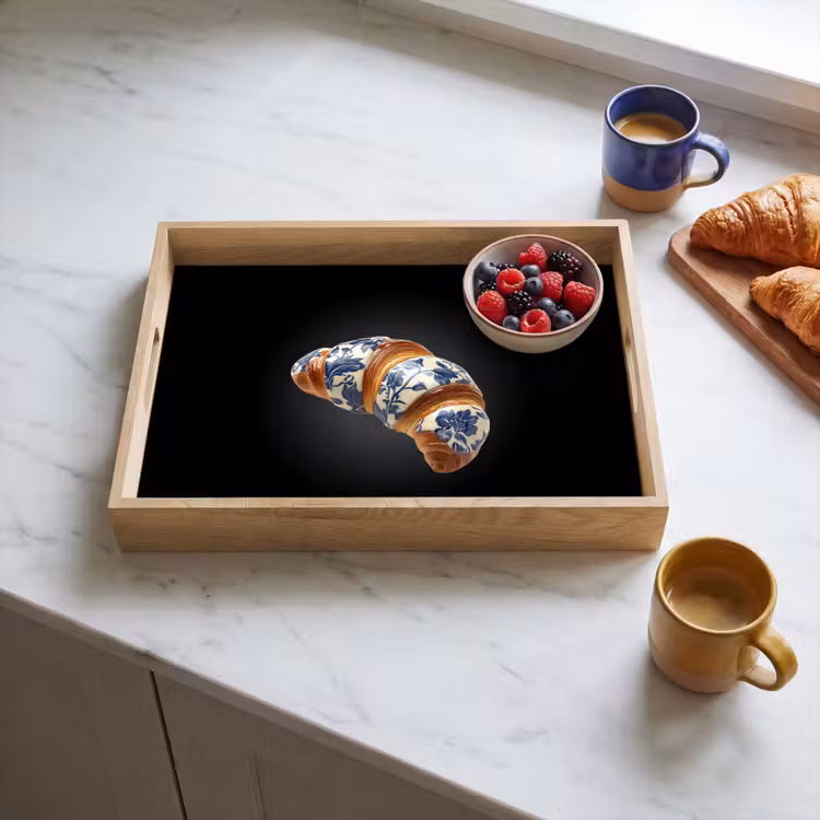 Dienblad - Croissant - Bloemenpatroon - Delftsblauw — 4
