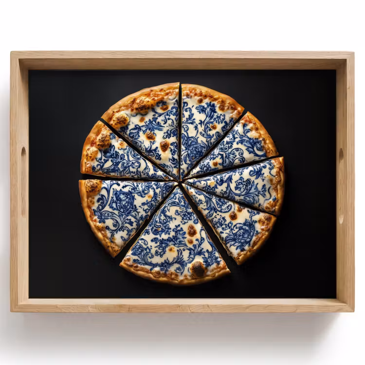 Dienblad - Pizza - Eten - Delftsblauw
