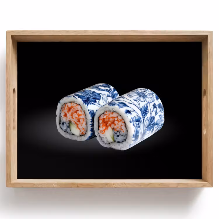 Dienblad - Sushi - Delfts blauw - Rijst - Vis - Elegant