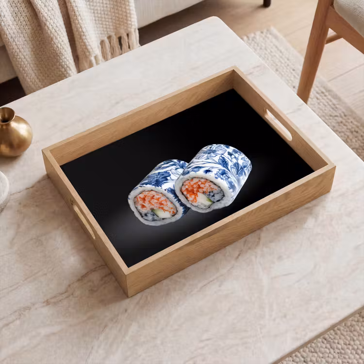Dienblad - Sushi - Delfts blauw - Rijst - Vis - Elegant — 2