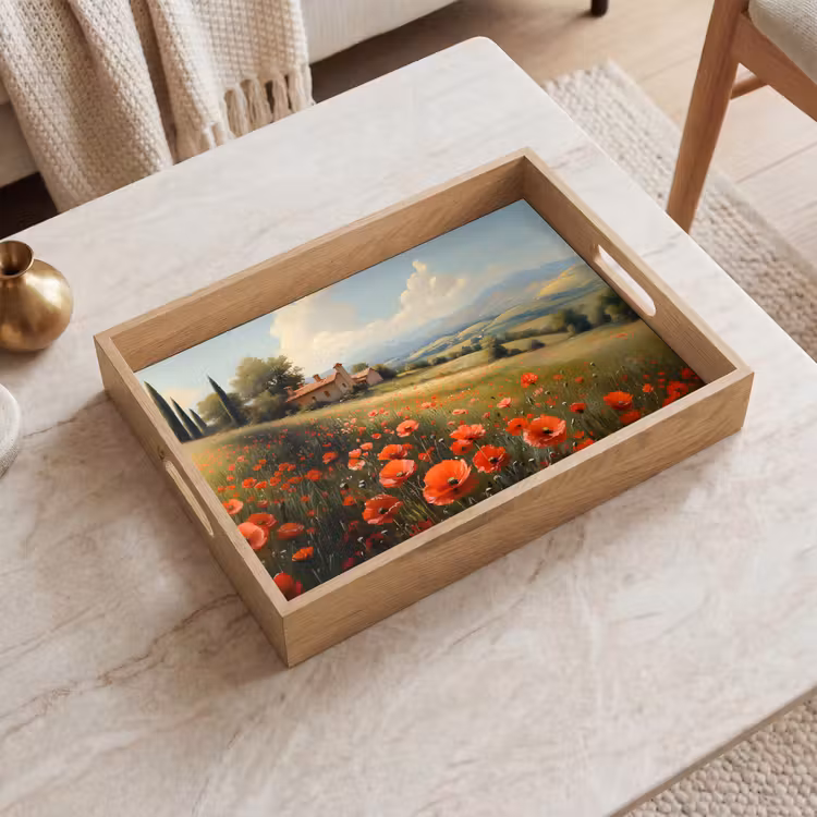 Dienblad - Klaprozen - Rood - Heuvels - Landschap — 2