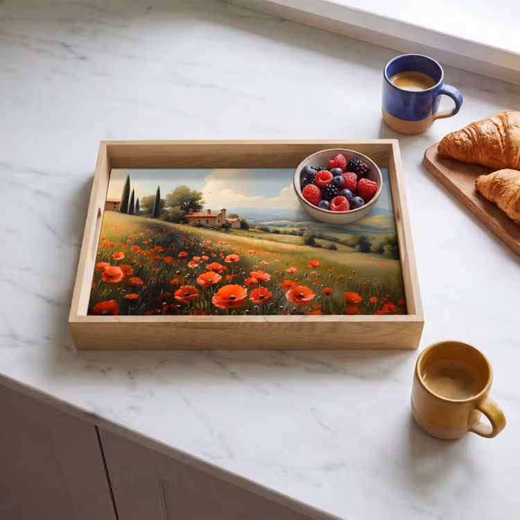 Dienblad - Klaprozen - Rood - Heuvels - Landschap — 4