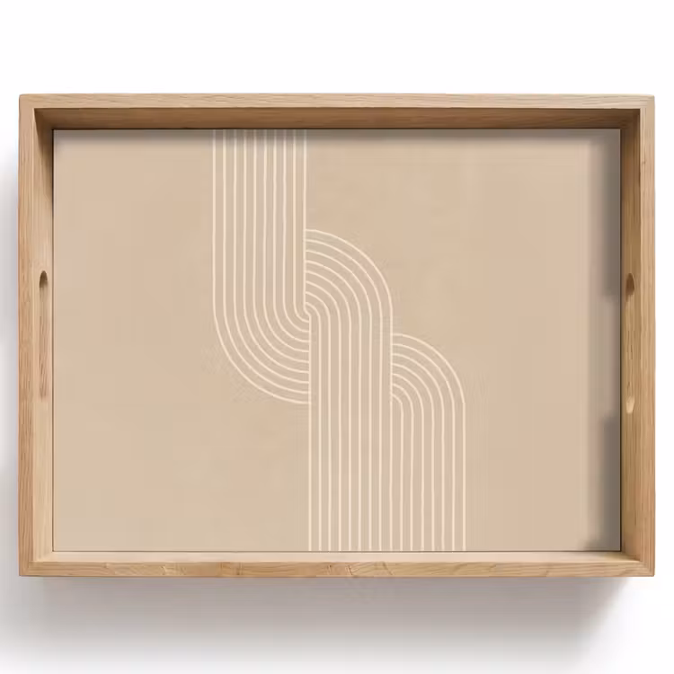 Dienblad - Parallelle lijnen - Lichte textuur - Beige — 1