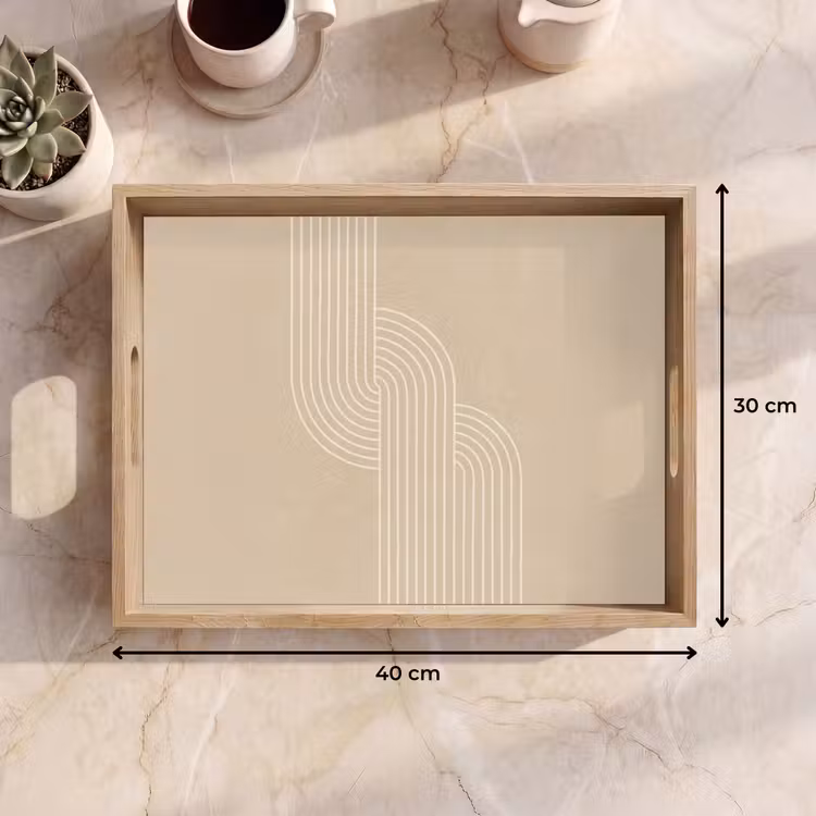 Dienblad - Parallelle lijnen - Lichte textuur - Beige — 9
