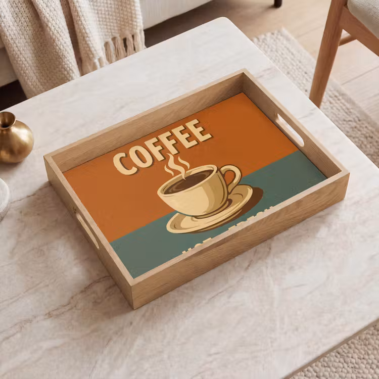 Dienblad - Koffie - Kop - Vintage - Quote — 2