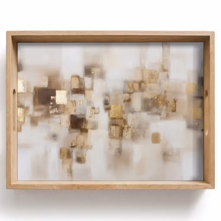 Dienblad - Abstracte vierkanten - Aardetonen - Mistig — 1