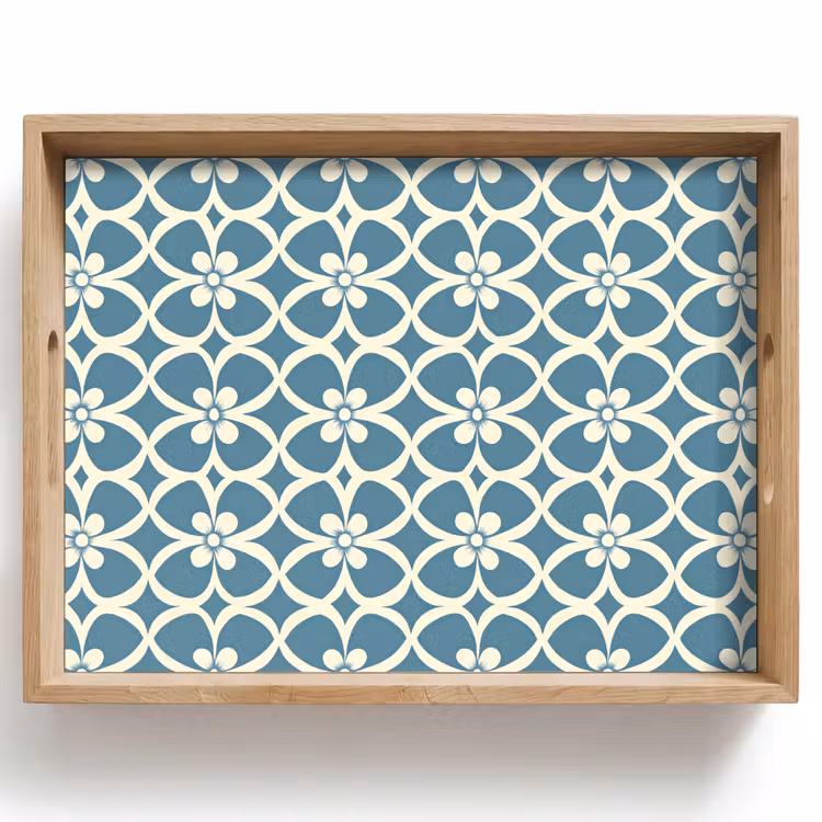 Dienblad - Patroon - Symmetrisch - Blauw — 1