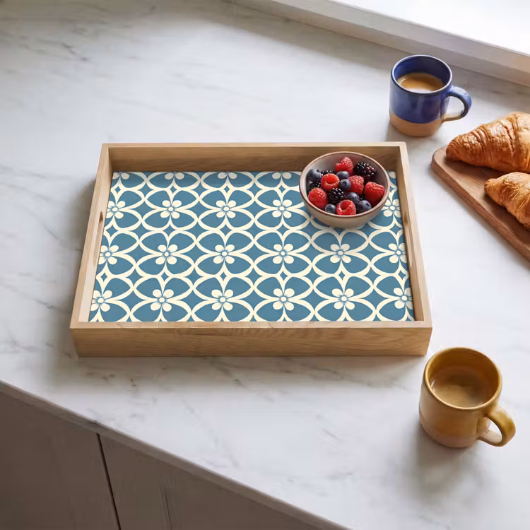 Dienblad - Patroon - Symmetrisch - Blauw — 4