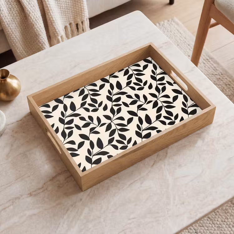 Dienblad - Elegant - Patroon - Zwart - Beige — 2