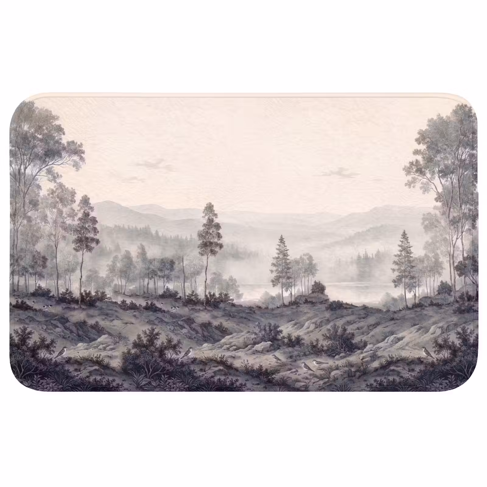 Badmat - Mistig - Berglandschap - Illustratie — 1