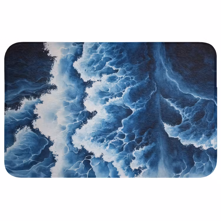 Wc Mat - Golven - Blauw - Schuim — 1