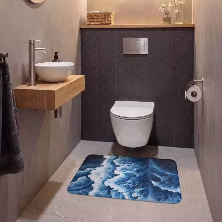 Wc Mat - Golven - Blauw - Schuim — 2