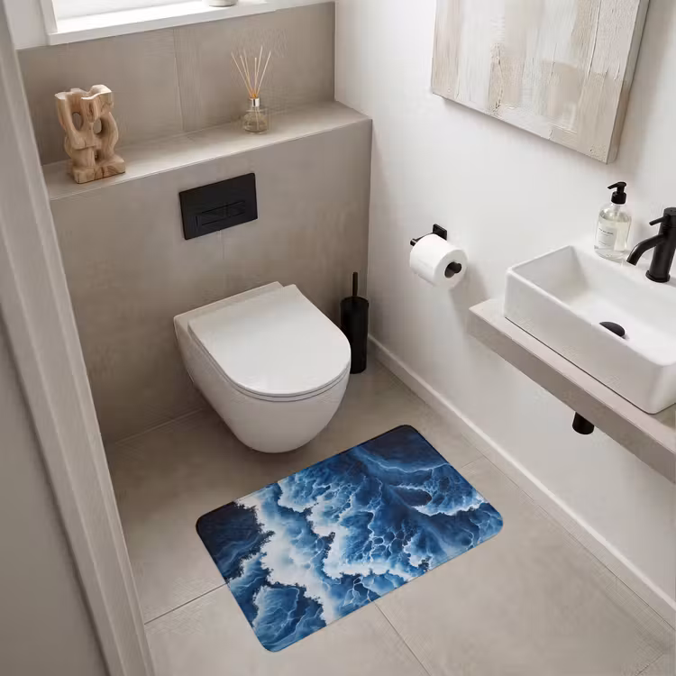 Wc Mat - Golven - Blauw - Schuim — 6
