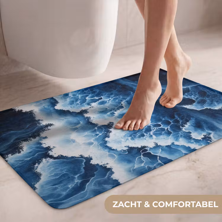 Wc Mat - Golven - Blauw - Schuim — 7