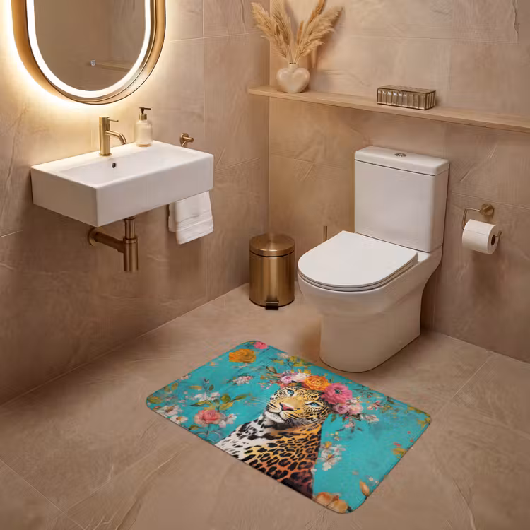Wc Mat - Luipaard - Bloemen - Kroon — 4