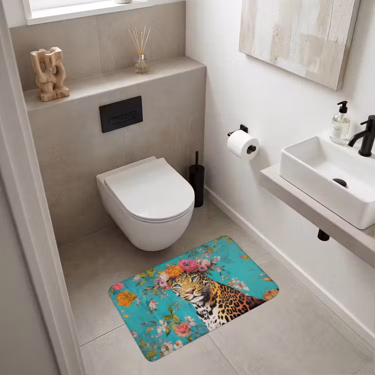 Wc Mat - Luipaard - Bloemen - Kroon — 6