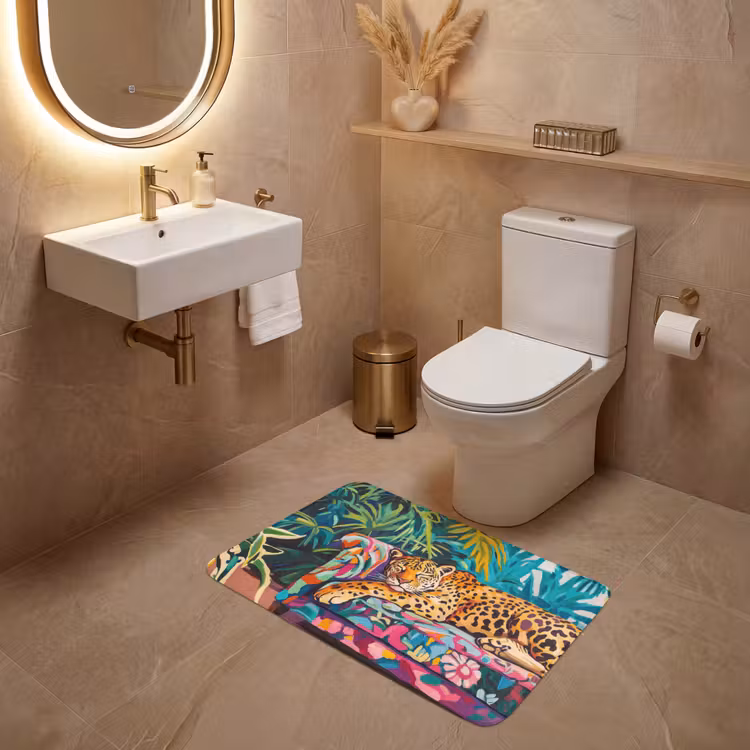 Wc Mat - Luipaard - Kleurrijk - Tropisch — 4