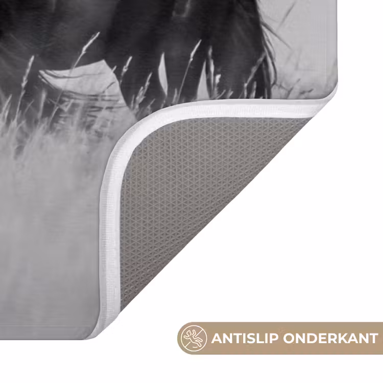 Wc Mat - Paarden - Gras - Zwart - Wit — 3