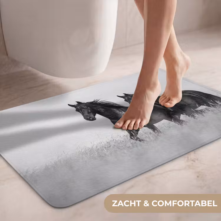 Wc Mat - Paarden - Gras - Zwart - Wit — 7