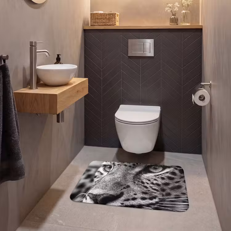Wc Mat - Luipaard - Zwart - Wit - Oog — 2