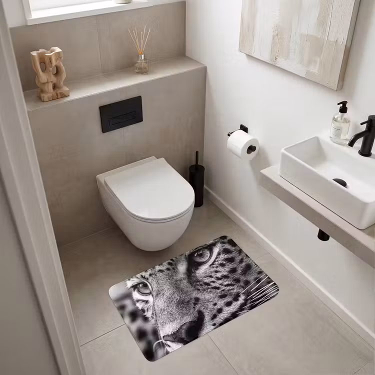 Wc Mat - Luipaard - Zwart - Wit - Oog — 6