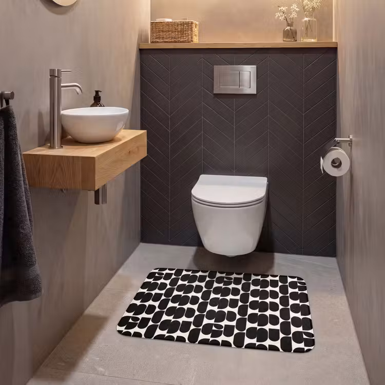 Wc Mat - Modern - Patroon - Zwart — 2