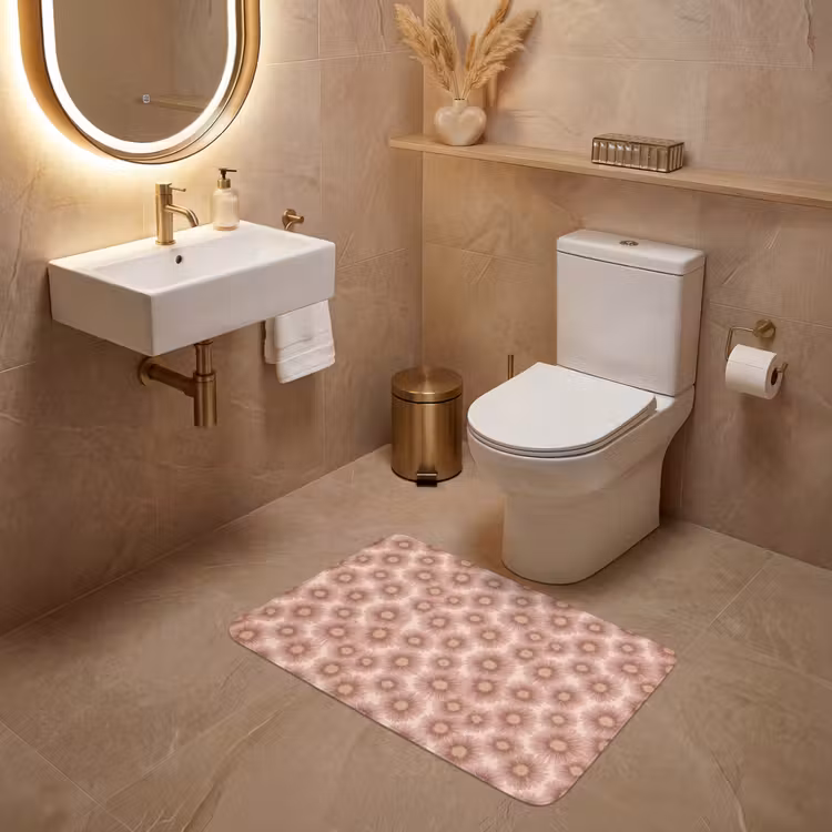 Wc Mat - Gerbera - Bloemen - Roze — 4