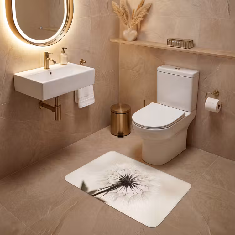 Wc Mat - Paardenbloem - Minimalistisch - Wit — 4