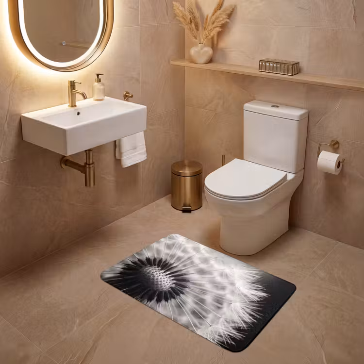 Wc Mat - Paardenbloem - Zwart - Wit — 4